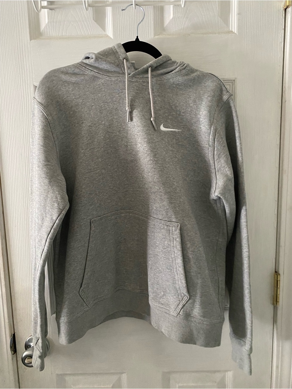 Nike Light Gray Pullover Hoodie with White Swoosh